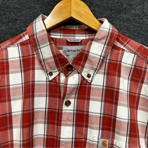 Carhartt Relaxed Fit Red Plaid Button-Up Shirt Size XL - Picture 7 of 12